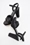 Women's Cross Strap Heeled Shoes BLACK SATIN - 6