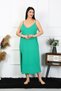 Fashion Line Women Plus Size Rope Strap Cotton Green Long Nightgown 12100 - 4