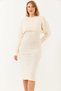 Women's Beige Crop Knitwear Sweater Dress Bottom Top Set 60251816 - 3