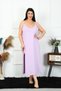 Fashion Line Women Large Size Rope Strap Cotton Lilac Long Nightgown 12100 - 3
