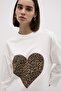 Ecru Color Leopard Printed Basic Cotton Knitted Blouse - 5
