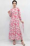 Fashion Line Floral Patterned Pleated Dress Fuchsia - 3