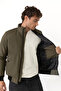 Men's Khaki Lined Stand Collar Seasonal Water and Windproof Jacket with Pockets - 3