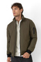 Men's Khaki Lined Stand Collar Seasonal Water and Windproof Jacket with Pockets - 2