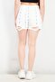 Women Allover Print Denim Shorts, White and Blue - 2