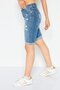 Women Washed Rip Denim Shorts, Blue - 4