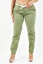Women Regular Fit Plain Belted Chino Pants, Light Green