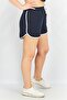 Women Plain Drawstring Shorts, NavyWhite - 4