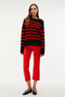 Striped Cycling Neck Button Detailed Sweater - 3