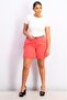 Women Belted Plain Shorts, Red - 2