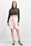 Women Solid Paperbag Waist Shorts, Pink - 2