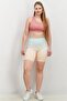 Women Pull On Ombre Tight Shorts, Green and Orange - 3