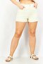 Women Plain Slim Mom Denim Shorts, Cream