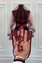 Burgundy Bridal Veil Set, Guipure and Pearl Decorated Henna Night Veil Alı Cover 6 Pieces - 9