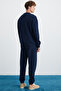Nottingham men's 2-piece set relaxed organic cotton navy blue tracksuit with inner fleece - 7