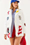 Women's White Embroidery Detailed Blazer Jacket 4016 60251829 - 6