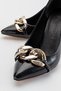 Women's Chain Heeled Shoes Black Patent Leather - 3