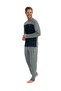 U.S. Polo Assn. Men's Long Sleeve Round Collar Combed Cotton Tracksuit Pajama Set S25829 - 2