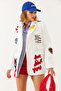 Women's White Embroidery Detailed Blazer Jacket 4016 60251829 - 7