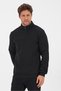 Men's Relaxed Fit Plain Half-Zip 3 Thread Sweatshirt Black - 5
