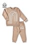 Baby Boy/Girl Striped pattern Transitional Beige Unisex Top Bottom Set