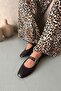 Jules Women's Belt Detail Leather Ballerinas Brown - 2