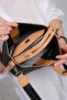 Women's Embossed Printed Lock Detailed Vegan Shoulder and Hand Bag Jpm4002 Black Tan - 5