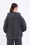 Anthracite Kangaroo Pocket Hooded Zip-Up Oversize Women's Sweatshirt Cmrb73-Anthracite - 7