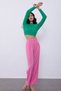 Green Half Turtleneck Back Low-cut Knitwear Sweater - 5