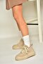 T 811845302   Beige Suede Thick Soled Women's Shoes - 2