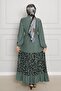 Patterned Skirt Karin Dress-Emerald Green - 5
