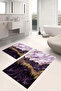 Digital Printed Washable Non-Slip Base Marble Model Bathroom Mat Toilet Set - 3