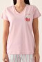 2888 Cotton Short Sleeve Women's Pajamas Set Pink - 3