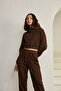 Embroidered Cropped Sweatshirt Brown