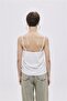 White Satin Look Thin Strap Blouse - 4