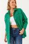 Women's Green Gabardine Shirt with Large Pocket Detail 60251833