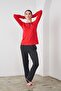 24532 Red Cotton Long Sleeve Women's Pajamas Set - 3