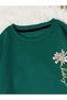 Women's Navy Blue Daisy Printed Oversize Sweatshirt - 3