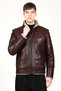 Akron Men's Jumbo Genuine Leather Coat with Fur Inside, Red