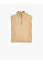 Knitwear Sweater Sleeveless Half Zipper Collar