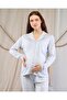 Pregnant and Maternity Blue and White Striped Double Pajamas Set - 3