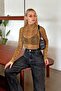Yellow Snake Pattern Long Sleeve Tulle Transparent Women's Blouse - 2
