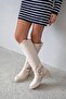 Legend Women's Belt Detail Rider Leather Boots Beige - 2