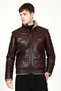 Akron Men's Jumbo Genuine Leather Coat with Fur Inside, Red - 4