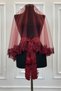 Burgundy Bridal Veil Set, Guipure and Pearl Decorated Henna Night Veil Alı Cover 6 Pieces - 4