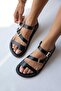 Mira Women's Leather Flip-Flop Sandals Black
