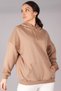 Kadın Bej Kapüşonlu Sweatshirt - 3