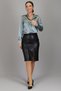 Women's Green Lycra Satin Long Sleeve Evening Dress Shirt - 5