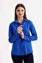 Women's Cobalt Blue Lycra Long Sleeve Cotton Classic Shirt - 2