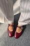 Jules Women's Belt Detail Leather Ballerinas Claret Red